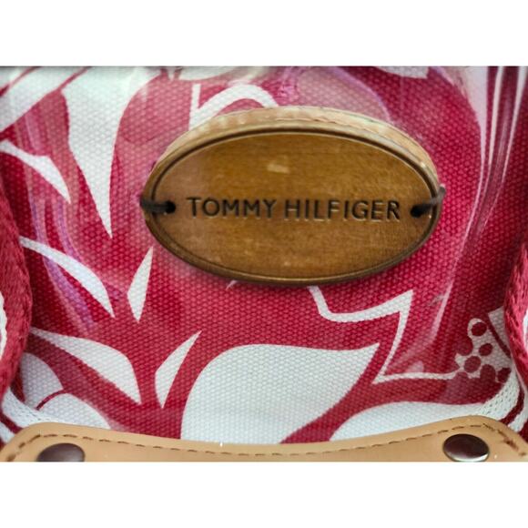 PURSE/HANDBAG-TOMMY HILFIGER-Red White-Plastic Cover-Beach-Boating-Snap Top - Picture 6 of 16
